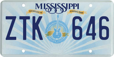 MS license plate ZTK646