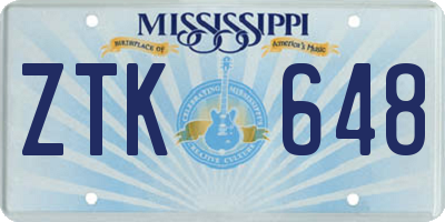 MS license plate ZTK648