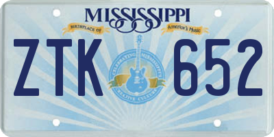 MS license plate ZTK652