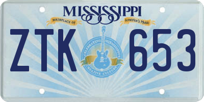 MS license plate ZTK653