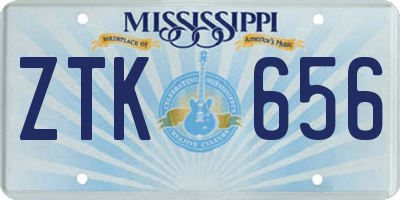 MS license plate ZTK656