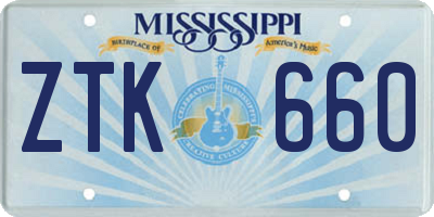 MS license plate ZTK660
