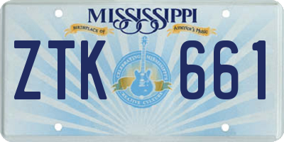 MS license plate ZTK661