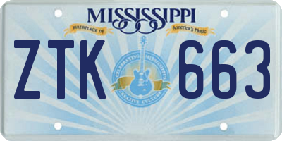 MS license plate ZTK663