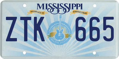 MS license plate ZTK665