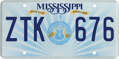MS license plate ZTK676