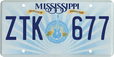 MS license plate ZTK677