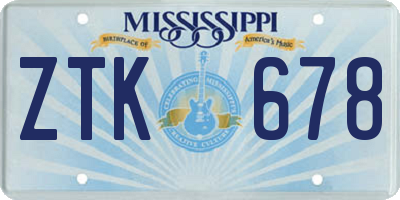 MS license plate ZTK678