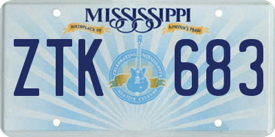 MS license plate ZTK683
