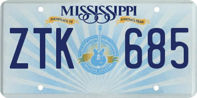 MS license plate ZTK685