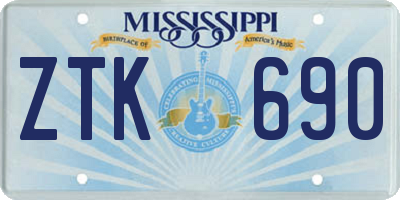 MS license plate ZTK690