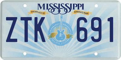 MS license plate ZTK691