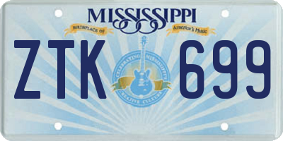 MS license plate ZTK699