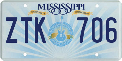 MS license plate ZTK706