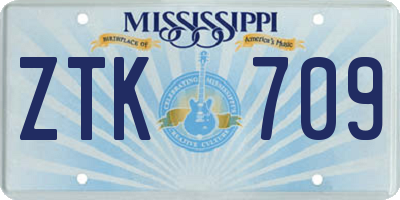 MS license plate ZTK709