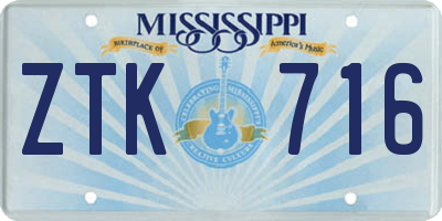 MS license plate ZTK716