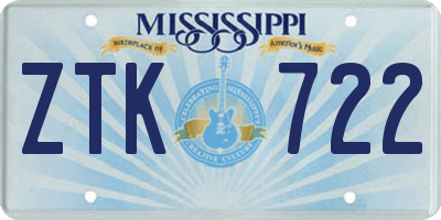 MS license plate ZTK722