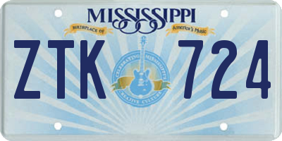 MS license plate ZTK724