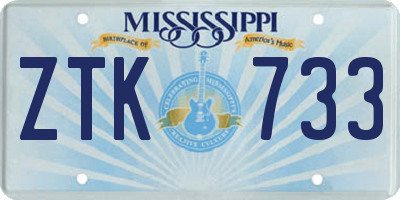 MS license plate ZTK733