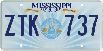 MS license plate ZTK737