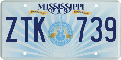 MS license plate ZTK739