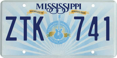 MS license plate ZTK741