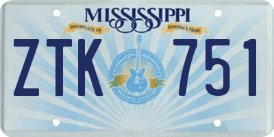 MS license plate ZTK751