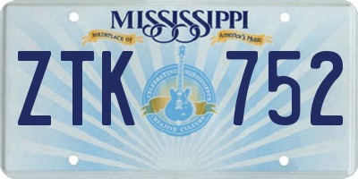MS license plate ZTK752