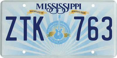 MS license plate ZTK763