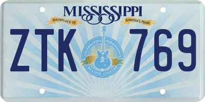 MS license plate ZTK769