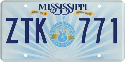 MS license plate ZTK771