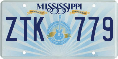 MS license plate ZTK779