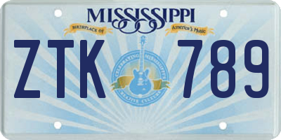 MS license plate ZTK789