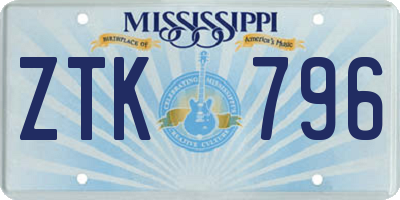 MS license plate ZTK796