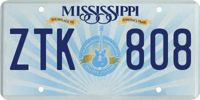 MS license plate ZTK808