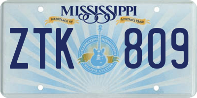 MS license plate ZTK809