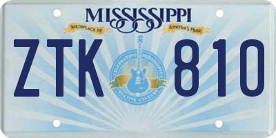 MS license plate ZTK810