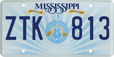MS license plate ZTK813