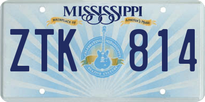 MS license plate ZTK814