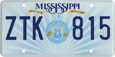 MS license plate ZTK815