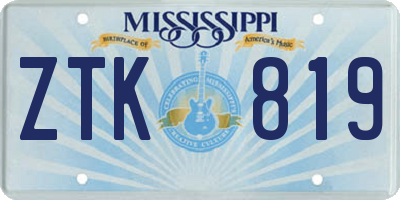 MS license plate ZTK819
