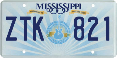 MS license plate ZTK821