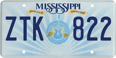 MS license plate ZTK822