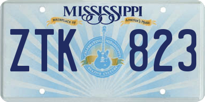 MS license plate ZTK823