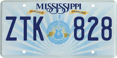 MS license plate ZTK828
