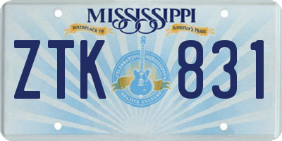 MS license plate ZTK831