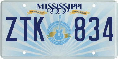 MS license plate ZTK834
