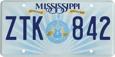 MS license plate ZTK842