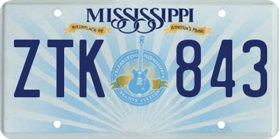 MS license plate ZTK843