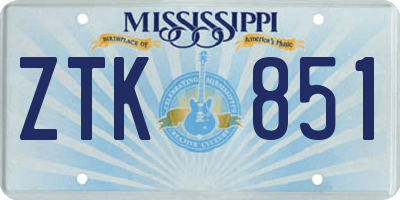 MS license plate ZTK851